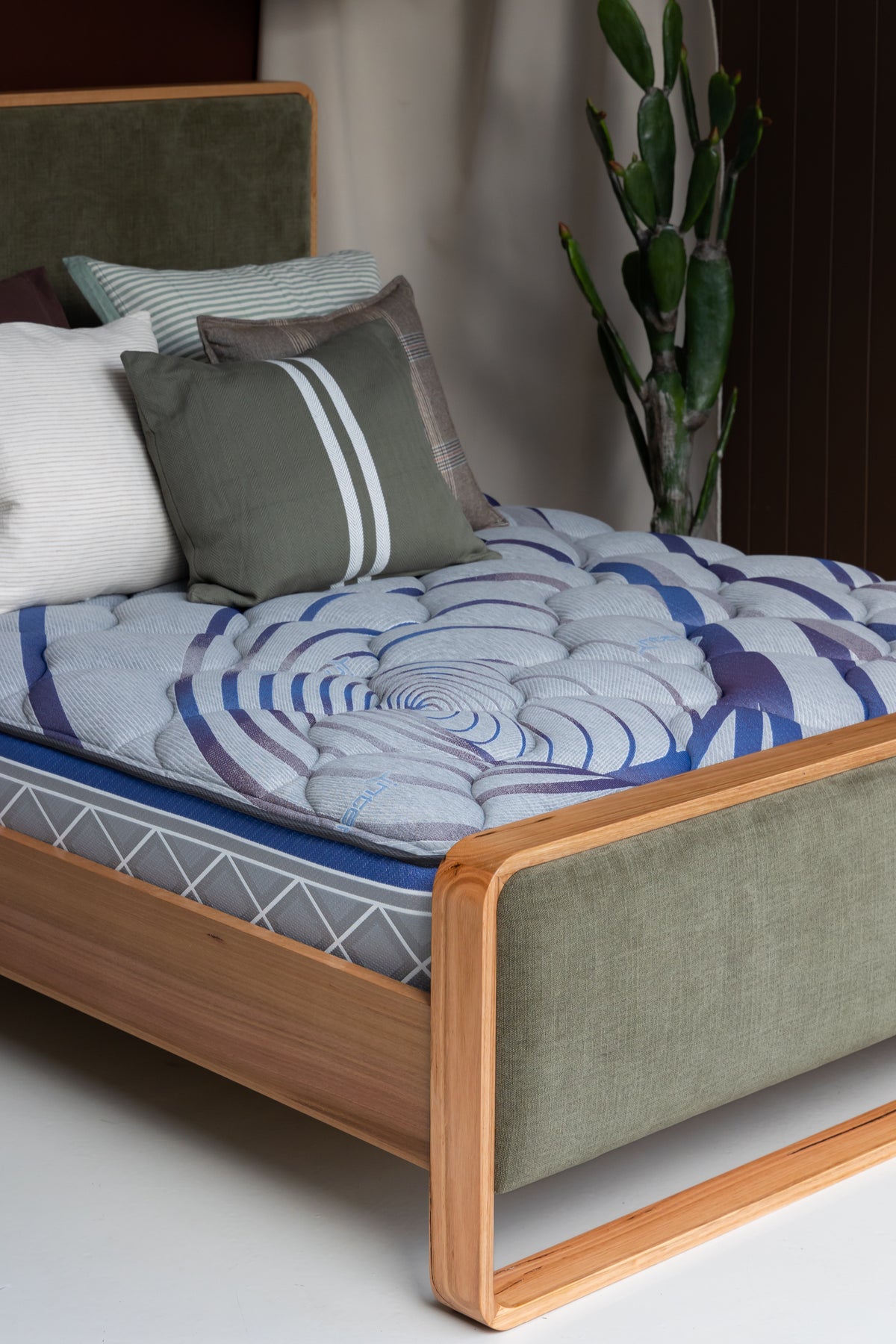 Eriksen Rounded Natural Green Bed Frame