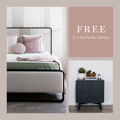 Eriksen Rounded Bedframe & 2 FREE Bedside Tables