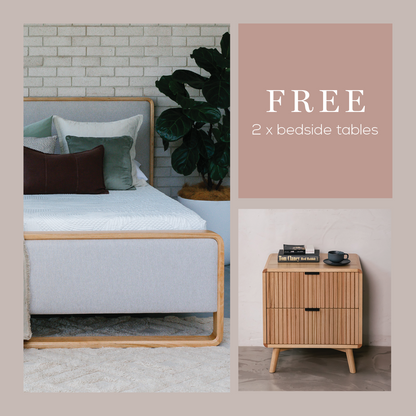 Eriksen Rounded Bedframe & 2 FREE Bedside Tables
