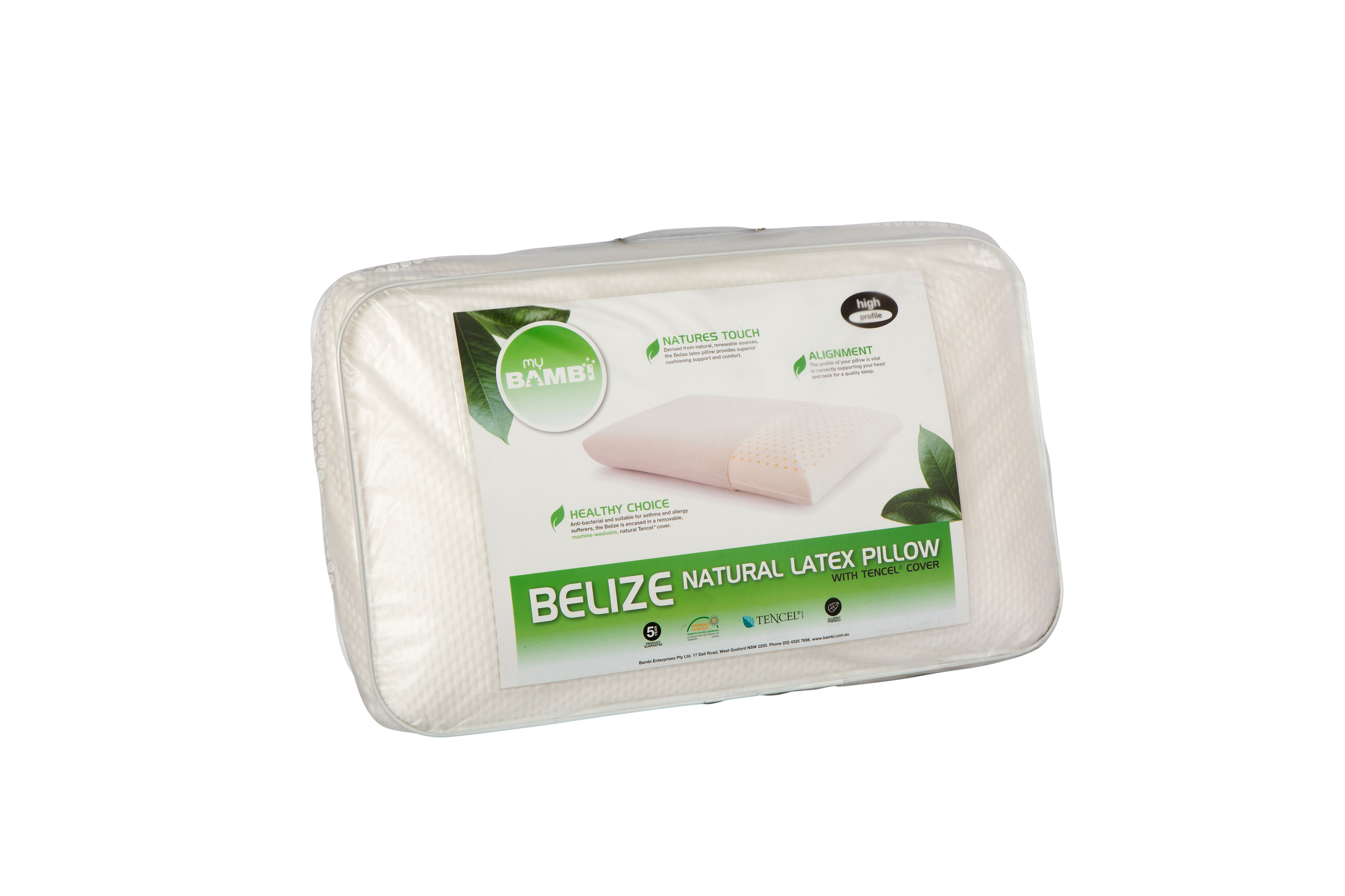 Belize Natural Latex High Profile Pillow with Tencel Cover