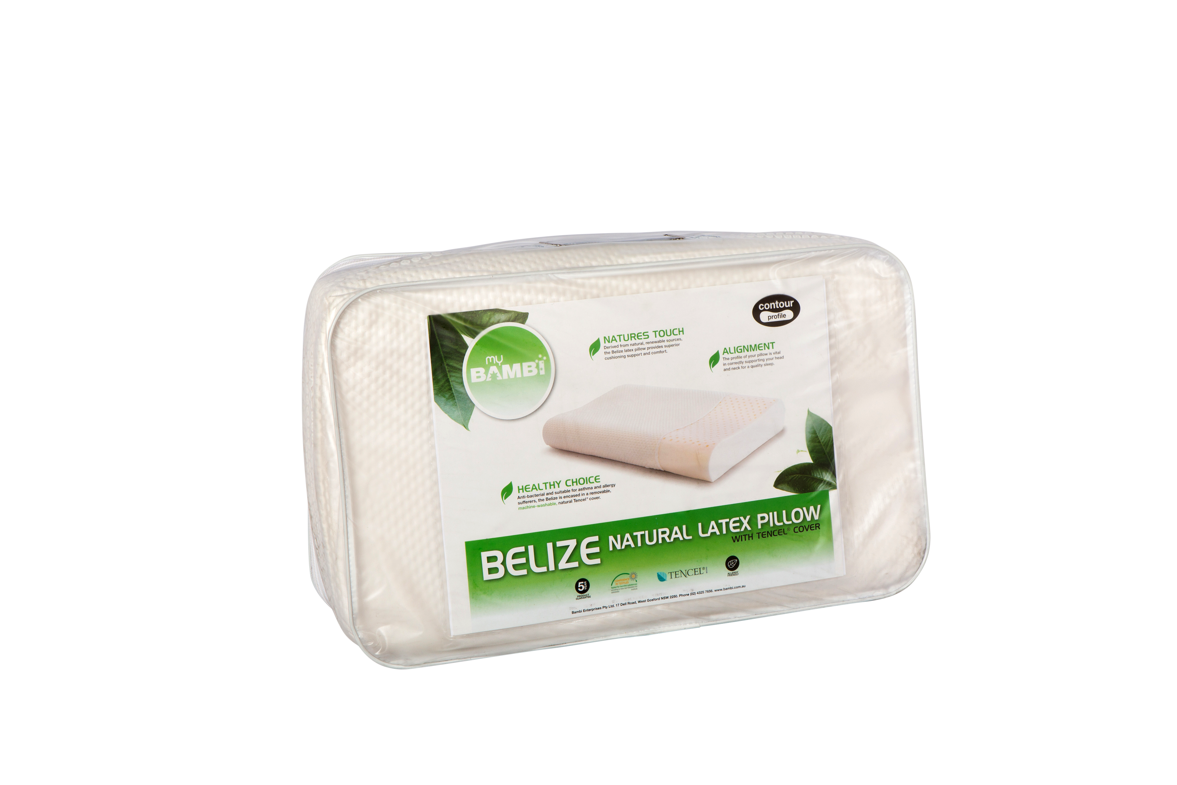 Belize Natural Latex Contour Profile Pillow with Tencel Cover
